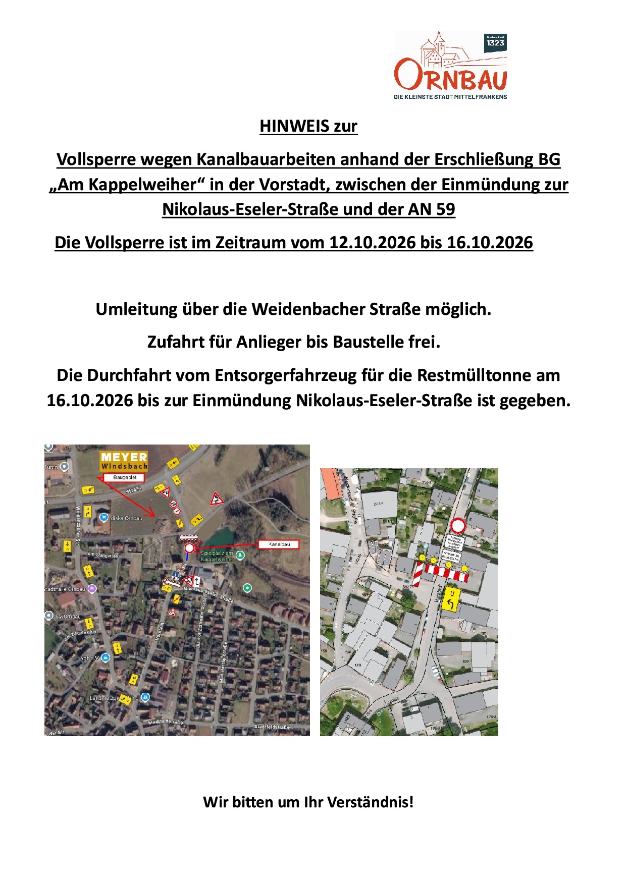 Skizze Verkehrseinschränkungen Ornbau