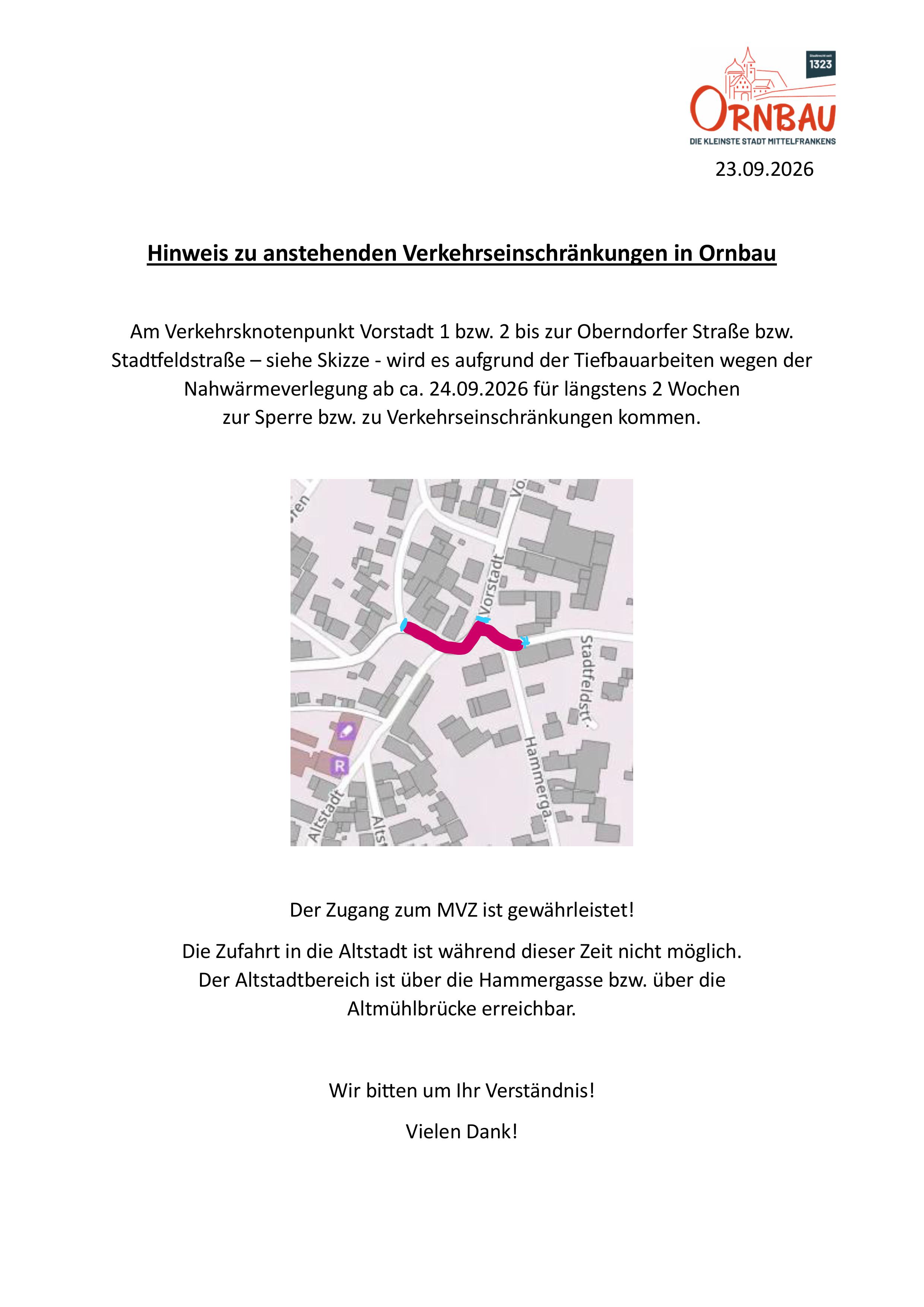 Skizze Verkehrseinschränkungen Ornbau