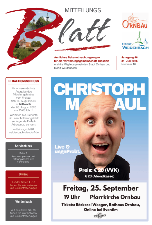 Mitteilungsblatt Nr. 16 vom 31.07.2026