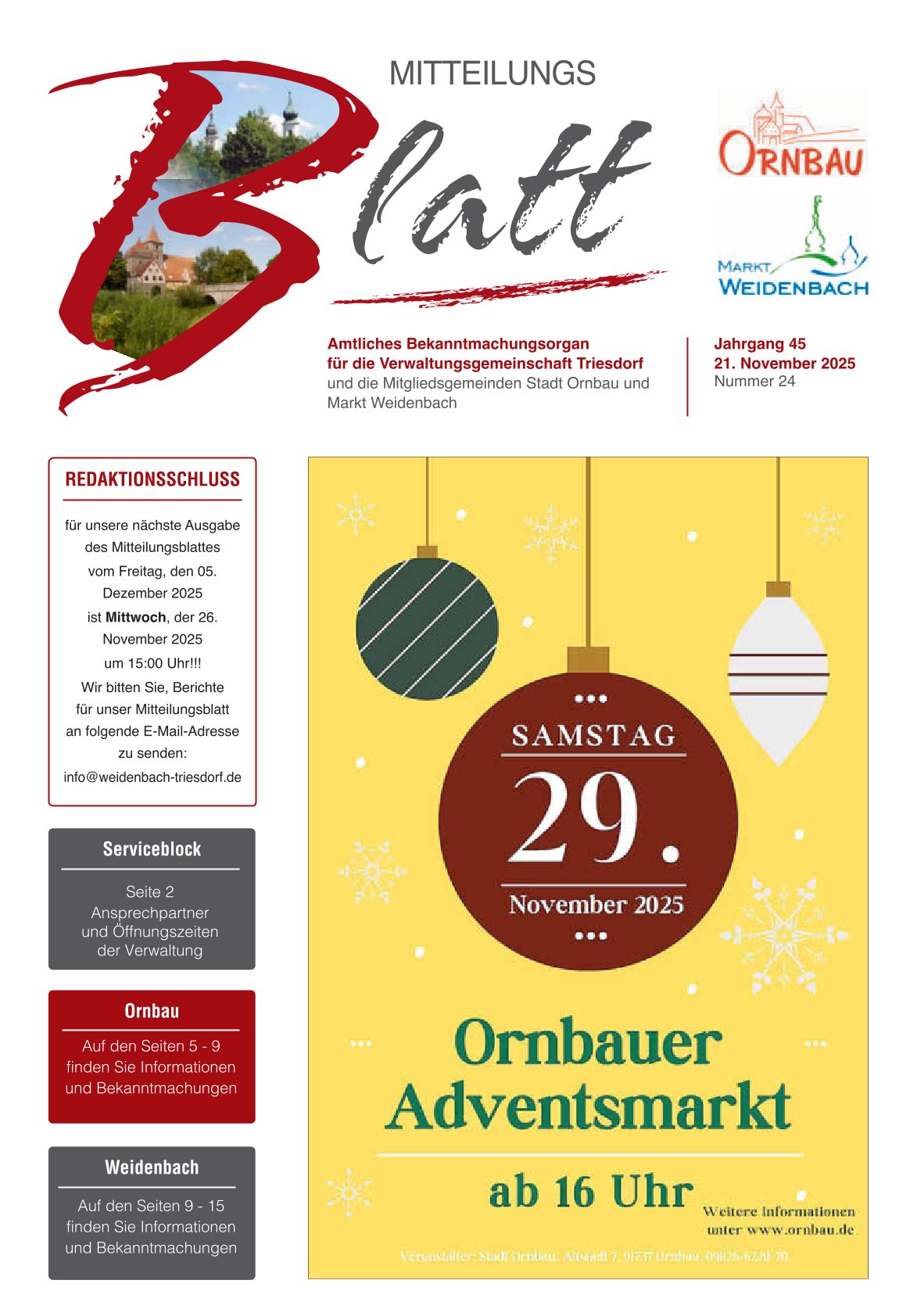 Mitteilungsblatt Nr. 24 vom 21.11.2025