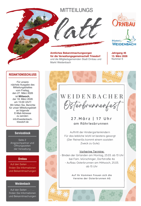 Mitteilungsblatt Nr. 6 vom 13.03.2026