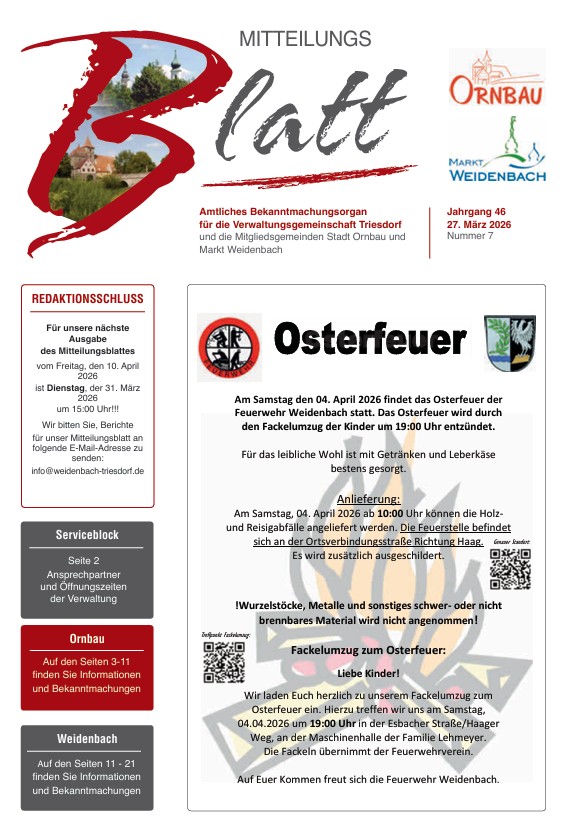 Mitteilungsblatt Nr. 7 vom 27.03.2026