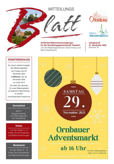 Mitteilungsblatt Nr. 24 vom 21.11.2025