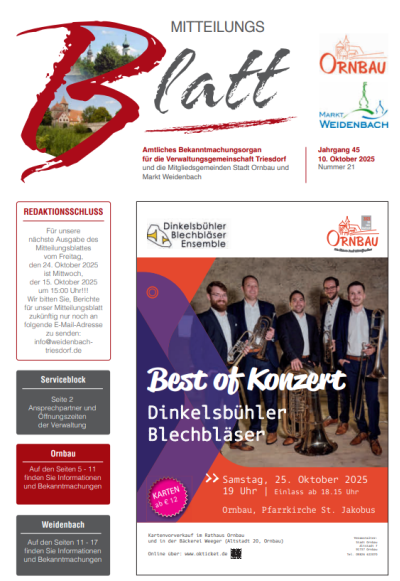 Mitteilungsblatt Nr. 21 vom 10.10.2025