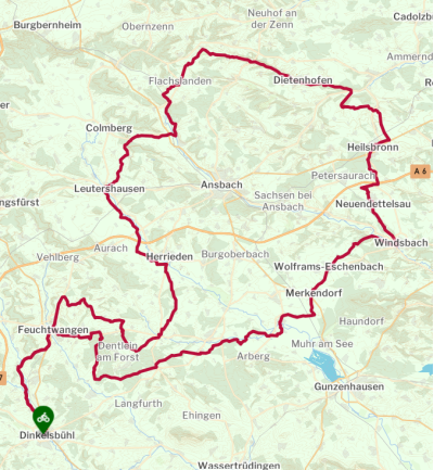 Karte Fr&auml;nkischer Karpfenradweg &ndash; Ostroute und Rundtour