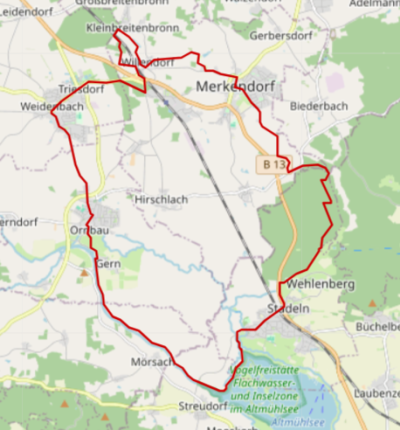 Karte Radweg Meister (r)Ade(l)bar – grüne Route 1
