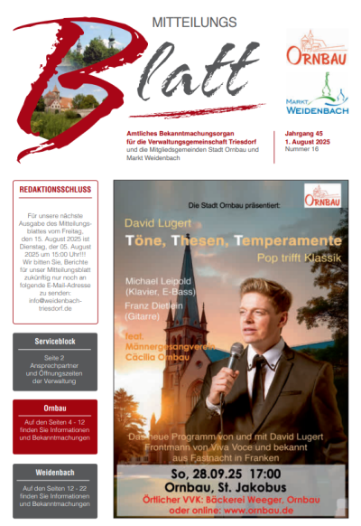 Mitteilungsblatt Nr. 16 vom 01.08.2025