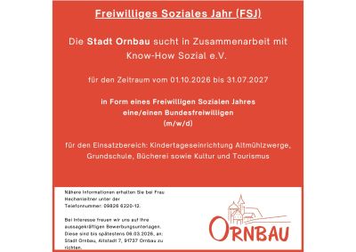 Stellenausschreibung FSJ