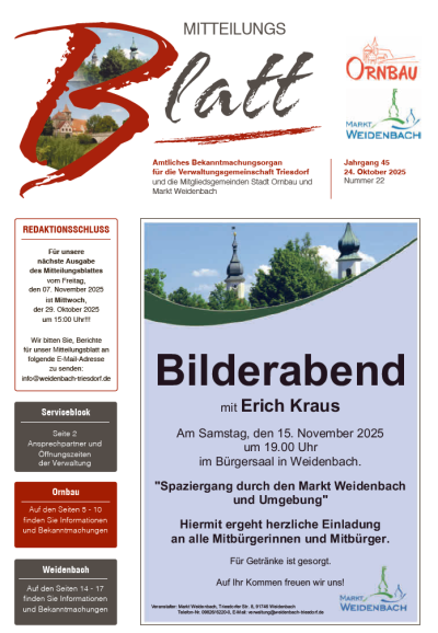 Mitteilungsblatt Nr. 22 vom 24.10.2025