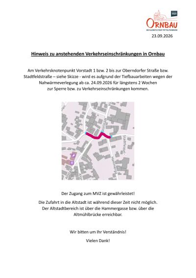 Skizze Verkehrseinschränkungen Ornbau