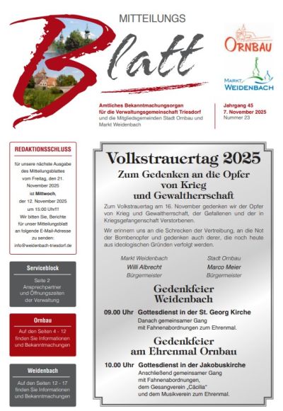 Mitteilungsblatt Nr. 23 vom 07.11.2025